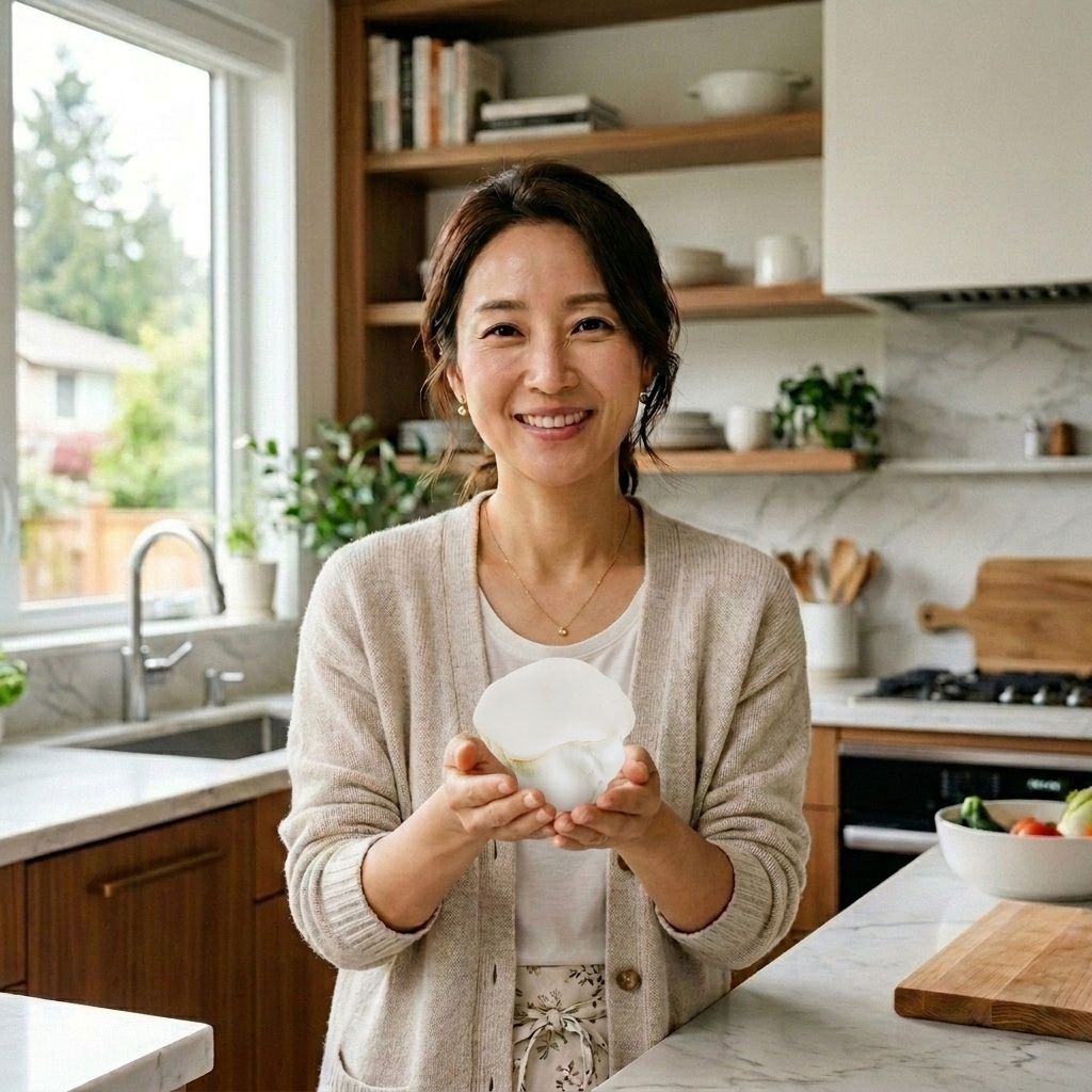 대왕 생버섯을 든 주부